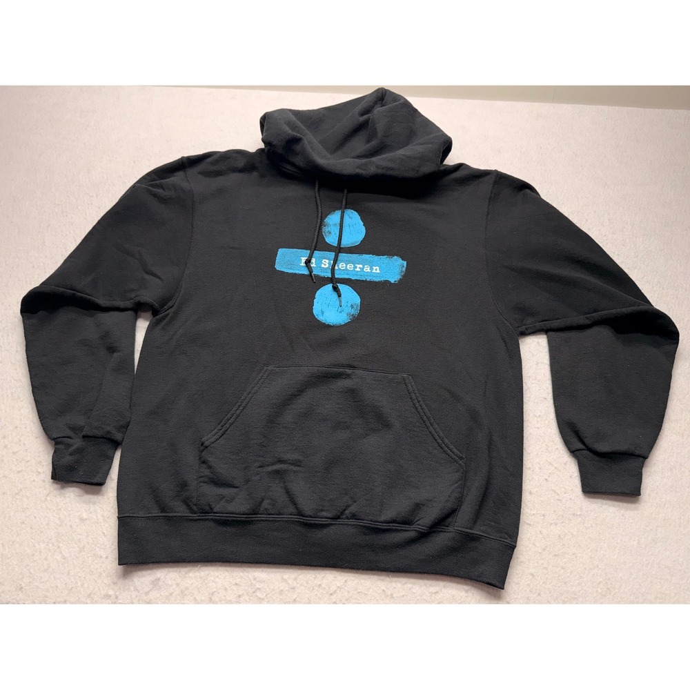 Ed Sheeran Divide Tour Hoodie Black Blue Graphic Jerzees NuBlend Mens Large